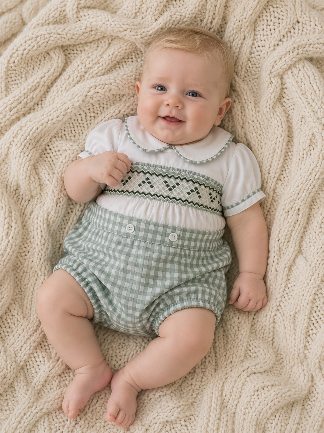 Sage Gingham Romper