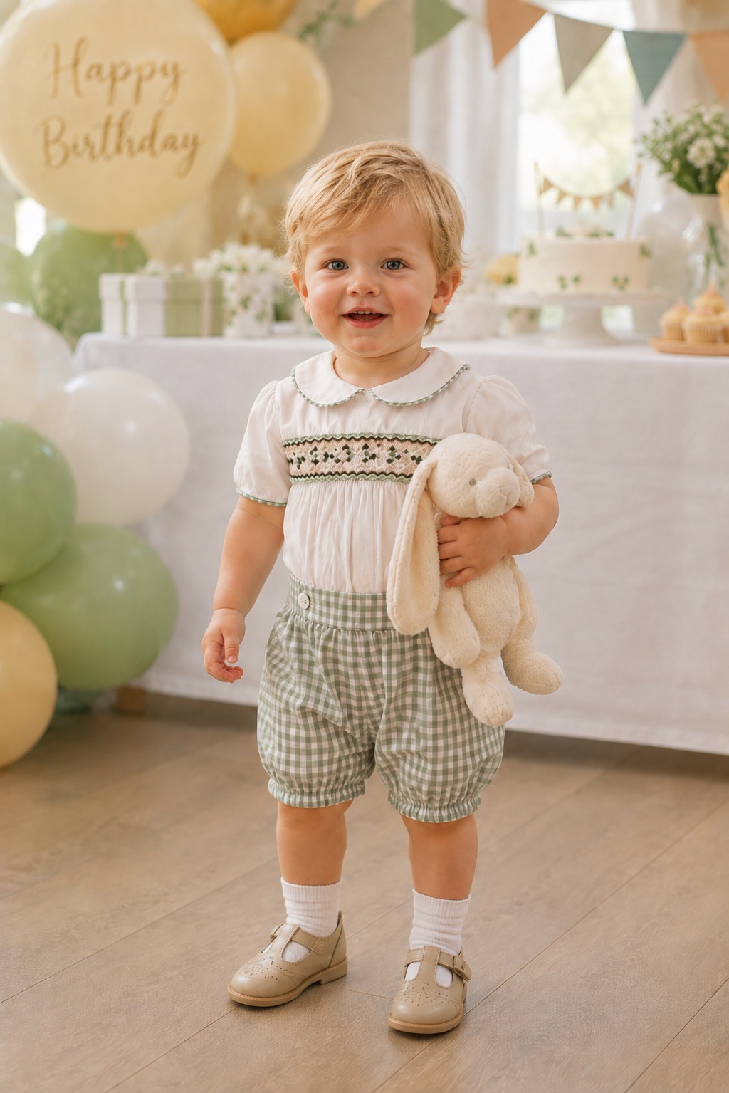 Sage Gingham Romper