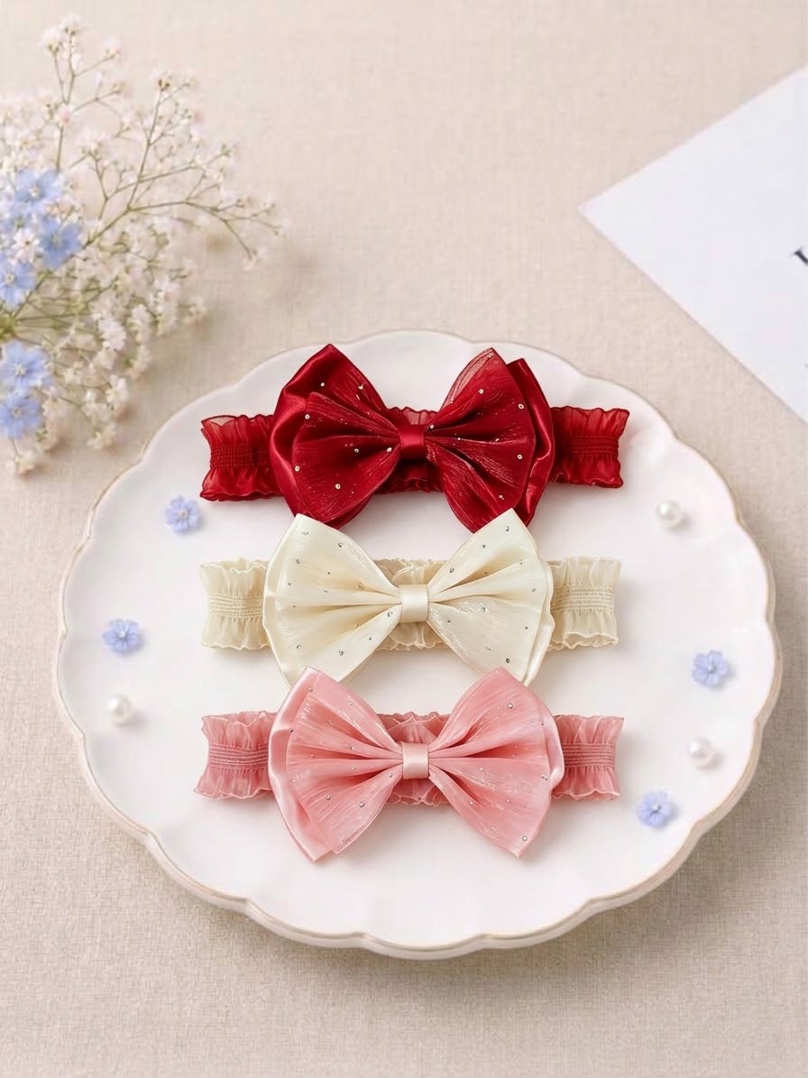 Tiny Feet Shiny Velvet Bow Headband