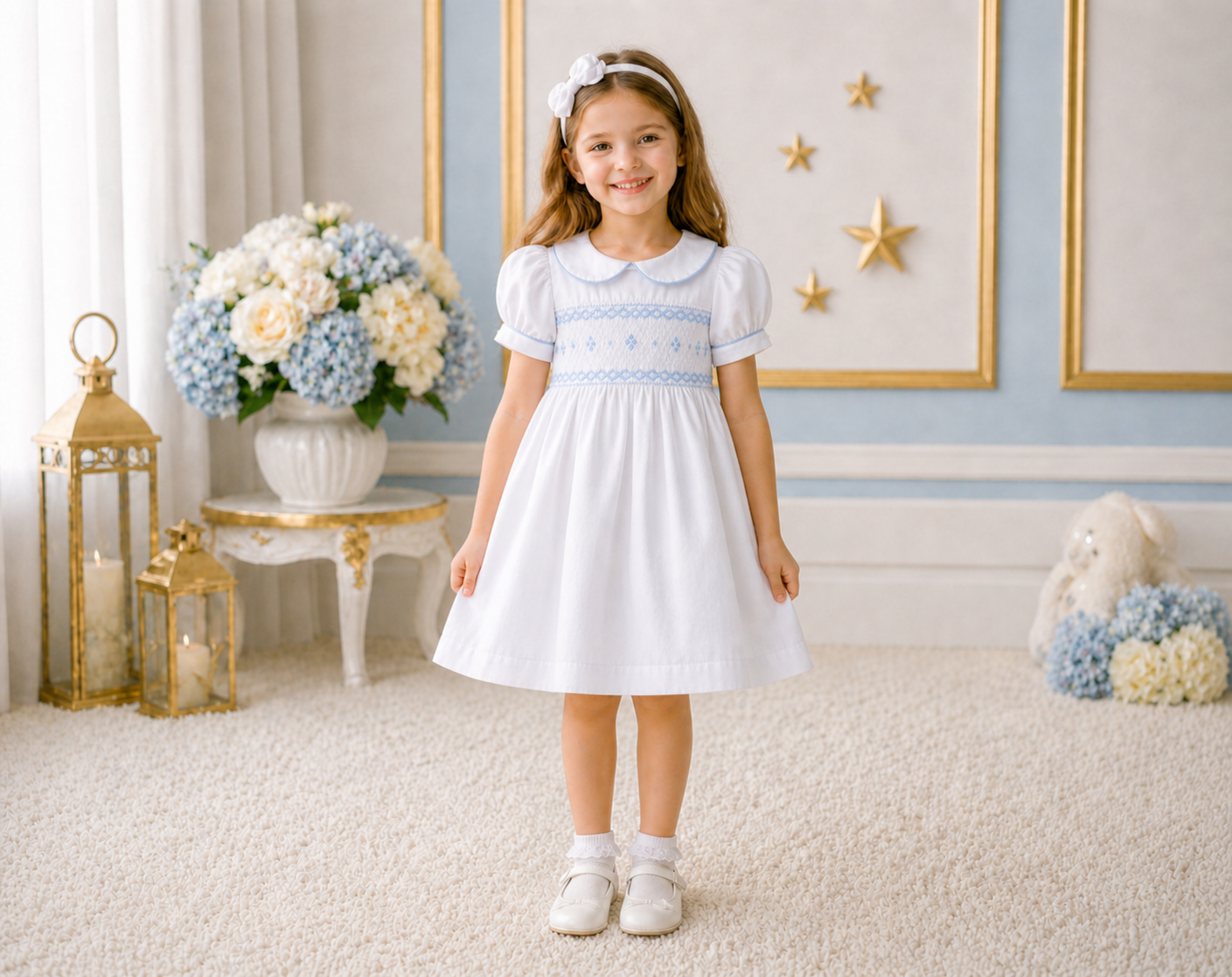 Snowdrop Garden Smocked Girls Dress