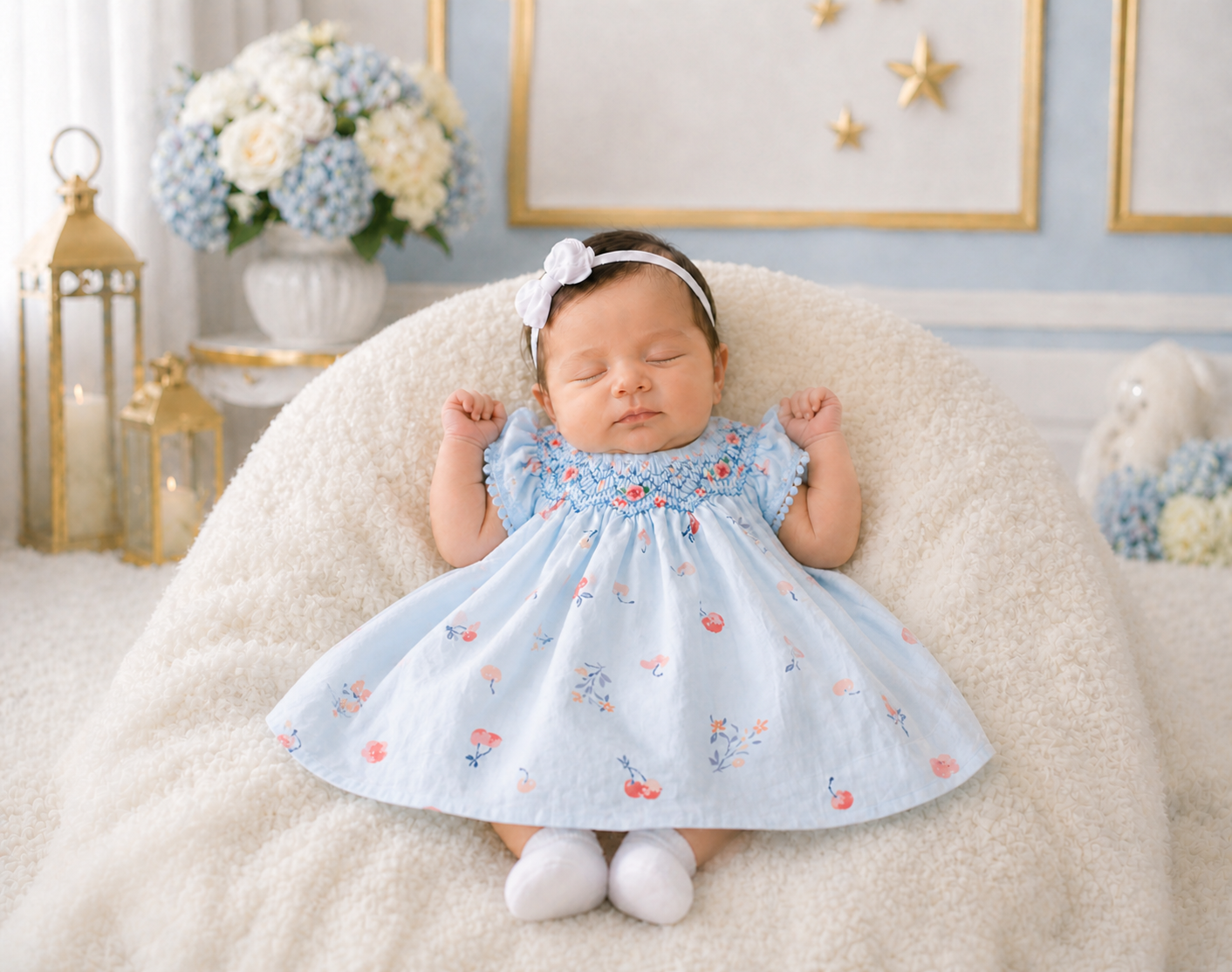 Cherry Blossom Spring Garden Bishop Smocked Dress