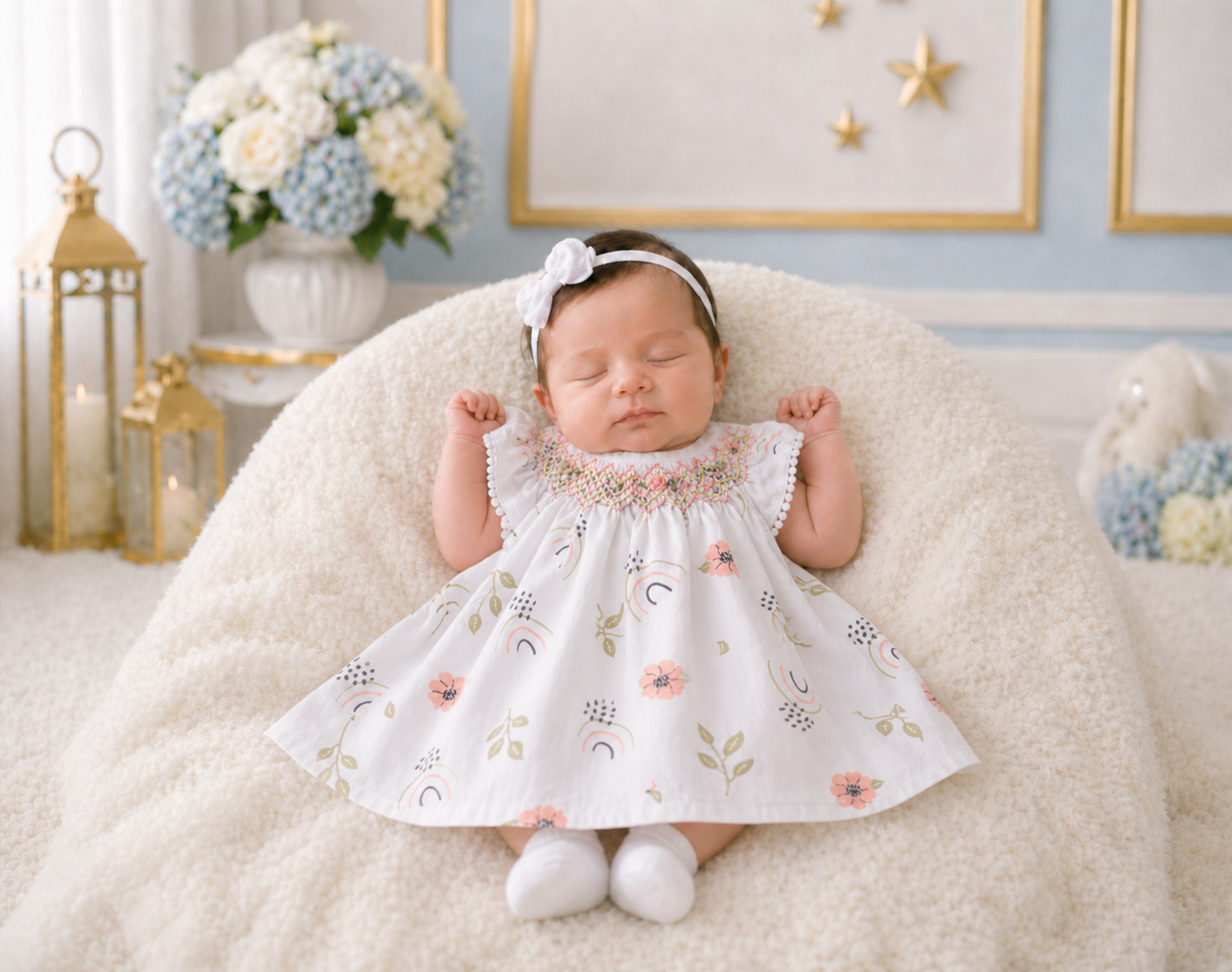 Raspberry Poppy Boho Bishop Smocked Dress