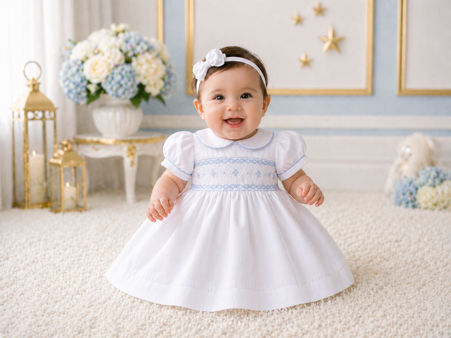 Snowdrop Garden Smocked Girls Dress