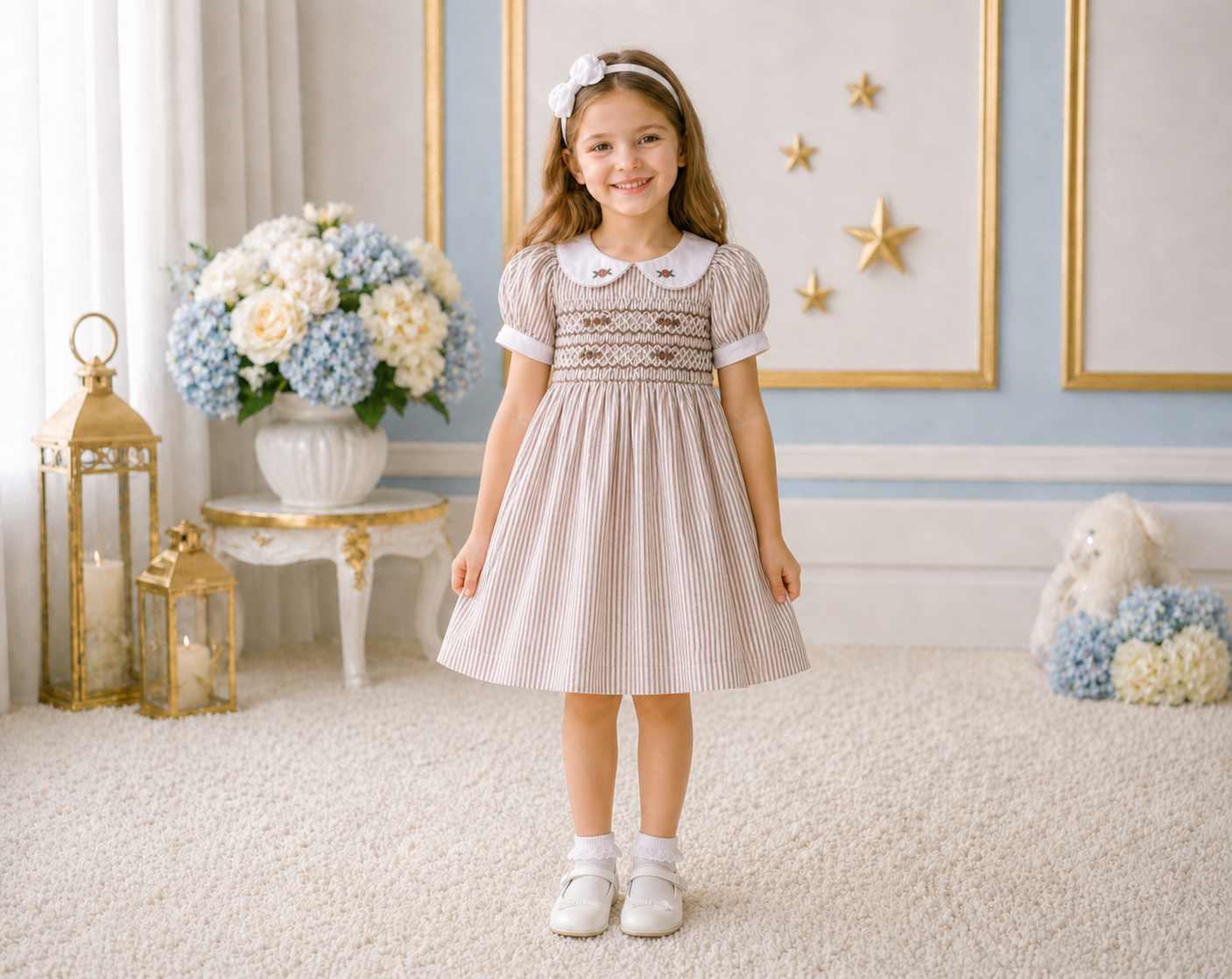 Hazelnut Garden Smocked Girls Dress