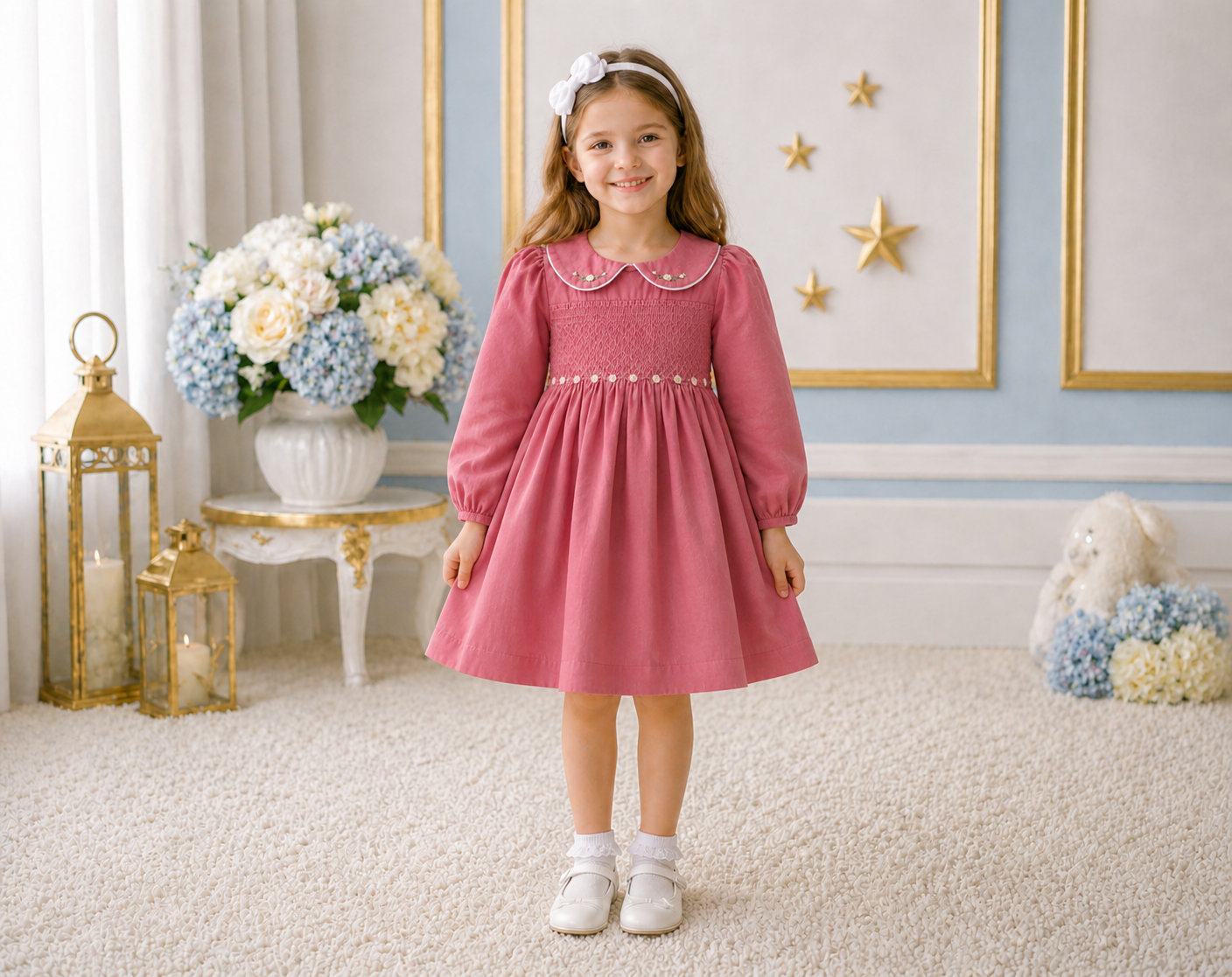 Blush Garden Smocked Girls Dress
