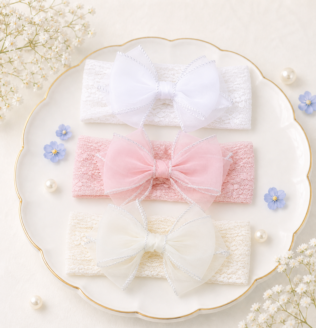Tiny Feet Butterfly Dream Mesh Bow Headband