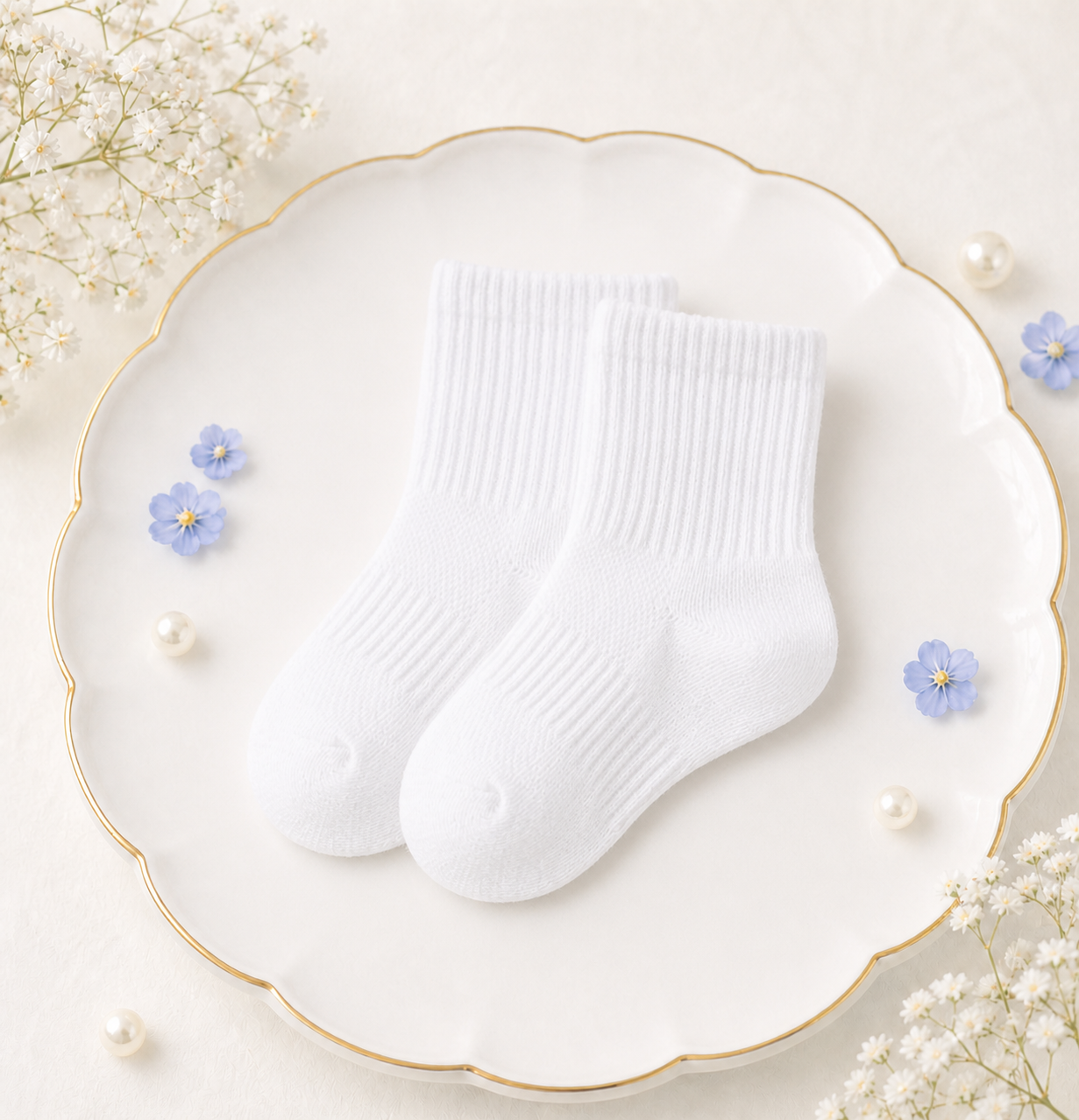  Tiny Feet White College Socks 