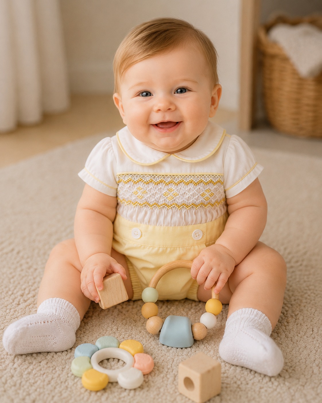 Tiny Feet Heritage – Nude Smocked Romper