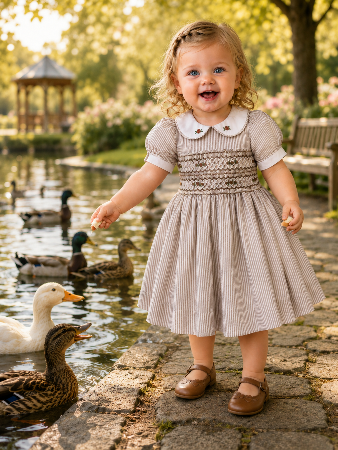 Hazelnut Garden Smocked Girls Dress